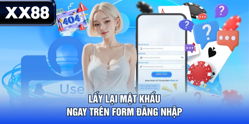 Lấy lại mật khẩu ngay trên form đăng nhập